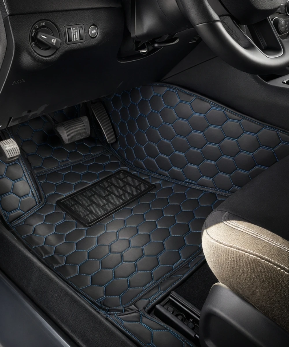 Black with Blue Stitching - Honeycomb Series